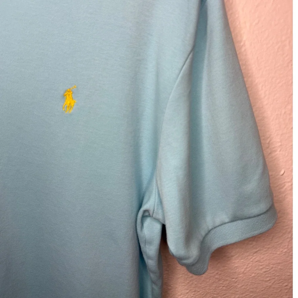 Polo Ralph Lauren Men's Medium Short Sleeve Polo Shirt Light Blue Yellow Pony